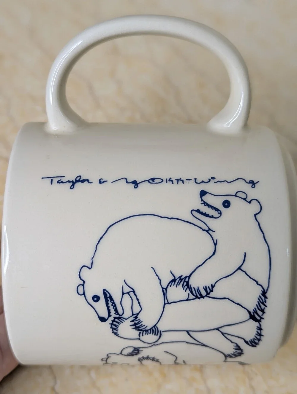 Vintage Taylor & NG Naughty Sexy Bears Orgy Blue Grey White Coffee Mug Cup